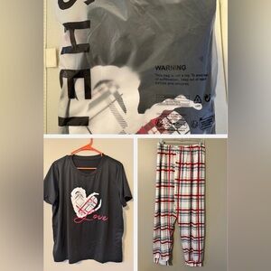 SHEIN Black and Red Plaid Pajama Set